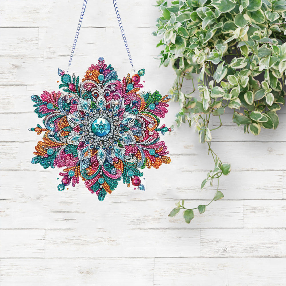 Snowflake Theme 2D/Flat DIY Hanging Diamond Art Kits Home Wall Decoration Crafts