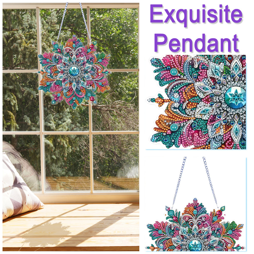 Snowflake Theme 2D/Flat DIY Hanging Diamond Art Kits Home Wall Decoration Crafts