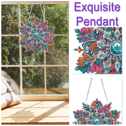 Snowflake Theme 2D/Flat DIY Hanging Diamond Art Kits Home Wall Decoration Crafts