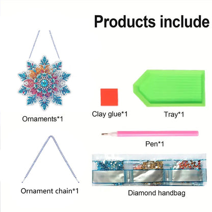 Snowflake Theme 2D/Flat DIY Hanging Diamond Art Kits Home Wall Decoration Crafts