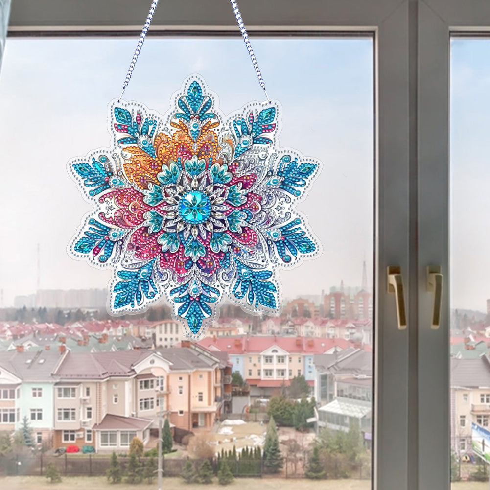 Snowflake Theme 2D/Flat DIY Hanging Diamond Art Kits Home Wall Decoration Crafts