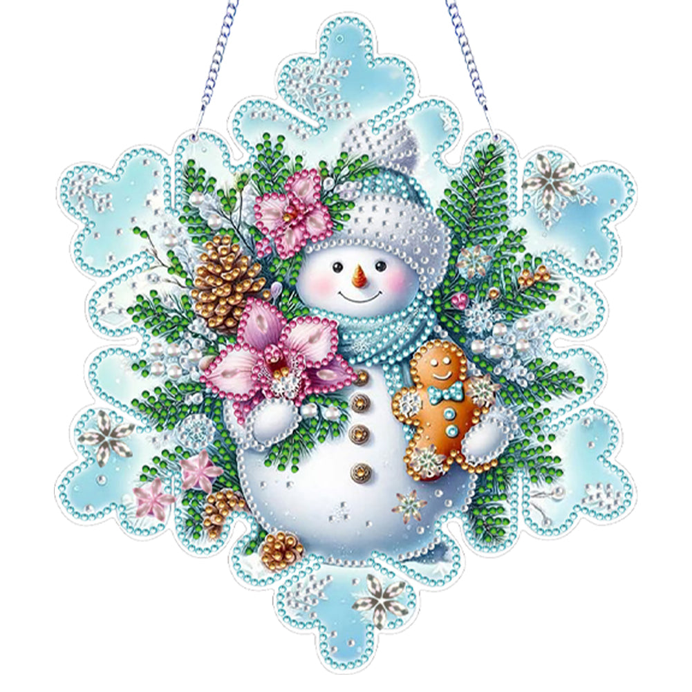 Snowflake Theme 2D/Flat DIY Hanging Diamond Art Kits Home Wall Decoration Crafts