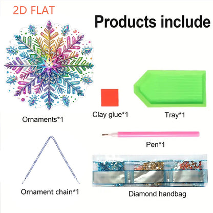 Snowflake Theme 2D/Flat DIY Hanging Diamond Art Kits Home Wall Decoration Crafts