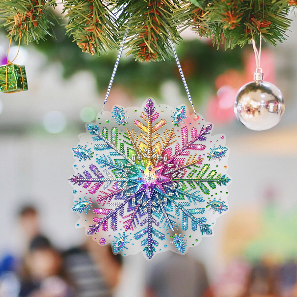 Snowflake Theme 2D/Flat DIY Hanging Diamond Art Kits Home Wall Decoration Crafts