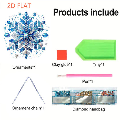Snowflake Theme 2D/Flat DIY Hanging Diamond Art Kits Home Wall Decoration Crafts