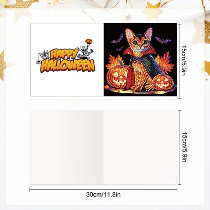 6PCS DIY Diamond Art Greeting Cards Halloween Designs for Halloween and Holidays