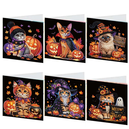 6PCS DIY Diamond Art Greeting Cards Halloween Designs for Halloween and Holidays