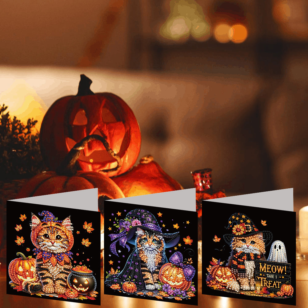 6PCS DIY Diamond Art Greeting Cards Halloween Designs for Halloween and Holidays