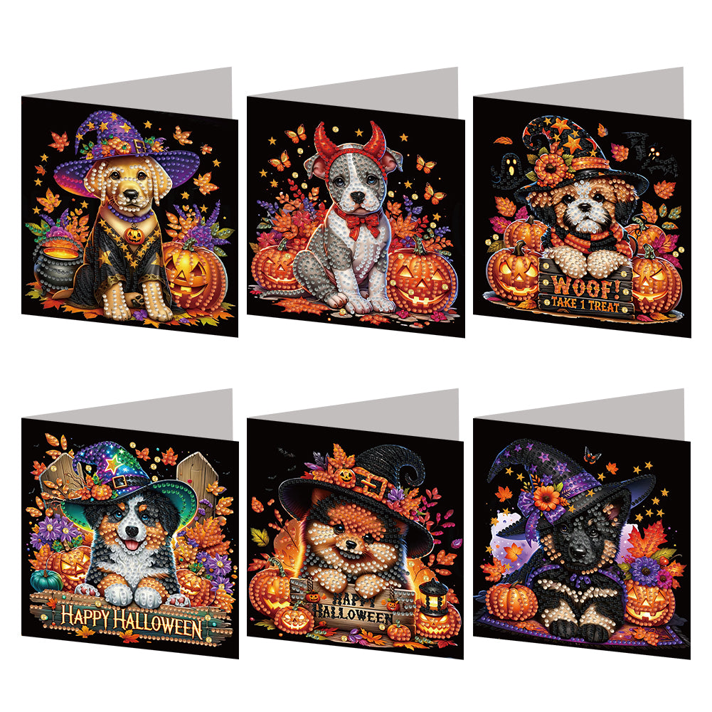 6PCS DIY Diamond Art Greeting Cards Halloween Designs for Halloween and Holidays