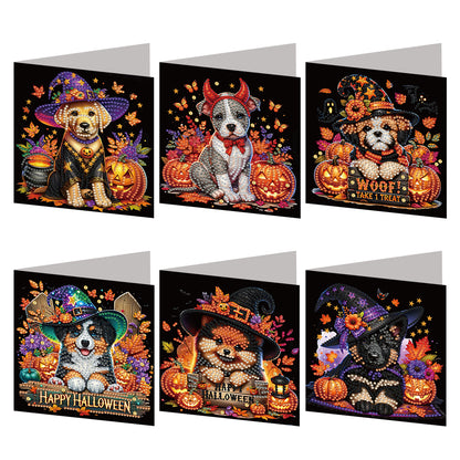 6PCS DIY Diamond Art Greeting Cards Halloween Designs for Halloween and Holidays