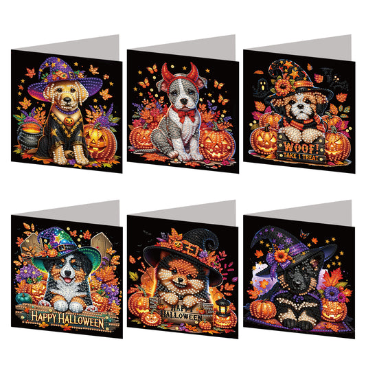 6PCS DIY Diamond Art Greeting Cards Halloween Designs for Halloween and Holidays