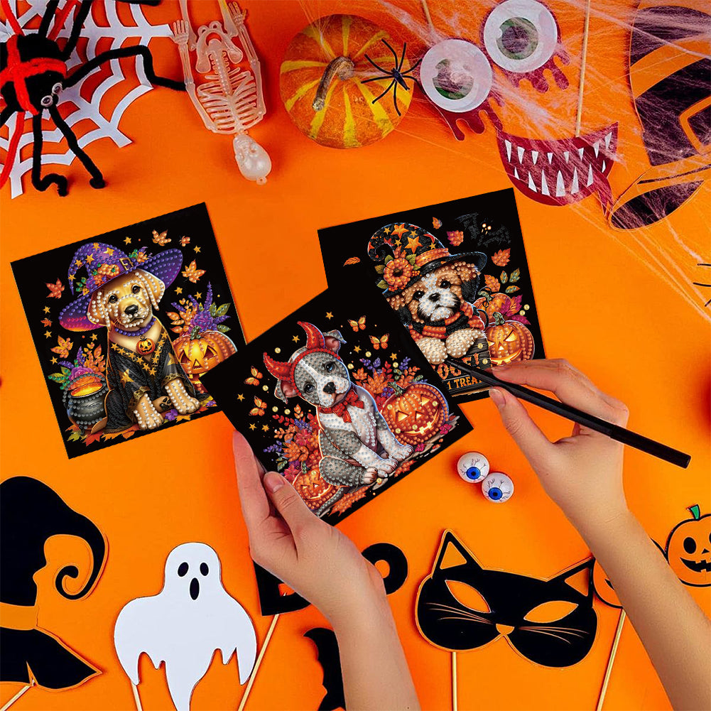 6PCS DIY Diamond Art Greeting Cards Halloween Designs for Halloween and Holidays