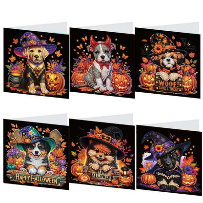 6PCS DIY Diamond Art Greeting Cards Halloween Designs for Halloween and Holidays