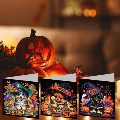 6PCS DIY Diamond Art Greeting Cards Halloween Designs for Halloween and Holidays