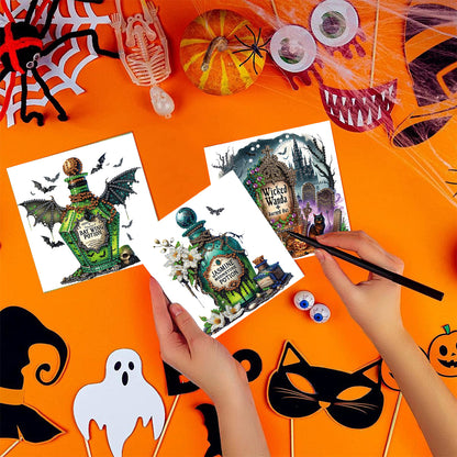 6PCS DIY Diamond Art Greeting Cards Halloween Designs for Halloween and Holidays