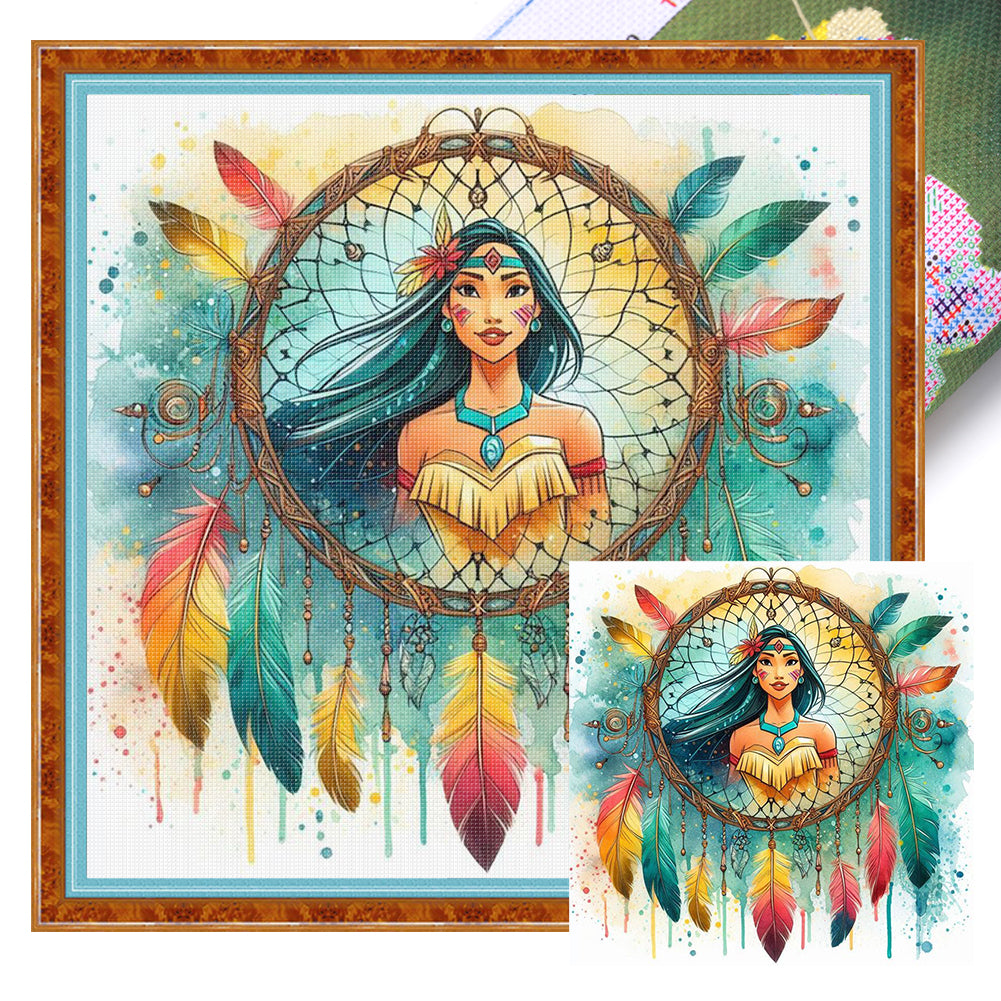 Dream Catcher Girl - 11CT Stamped Cross Stitch 40*40CM