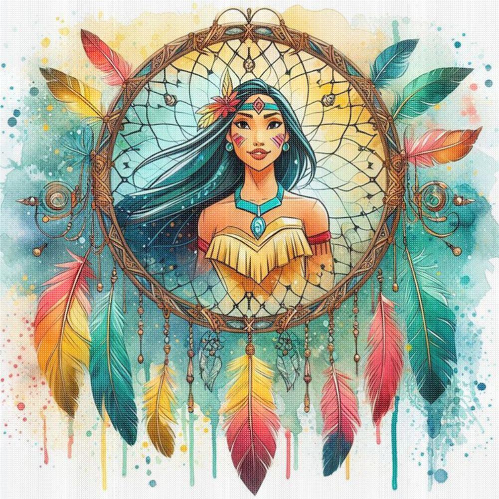 Dream Catcher Girl - 11CT Stamped Cross Stitch 40*40CM