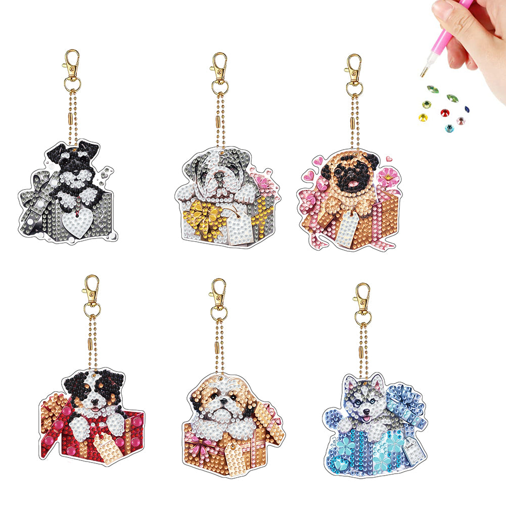 Double Sided Special Shape Animals Diamond Art Craft Keychain for Party Supplies