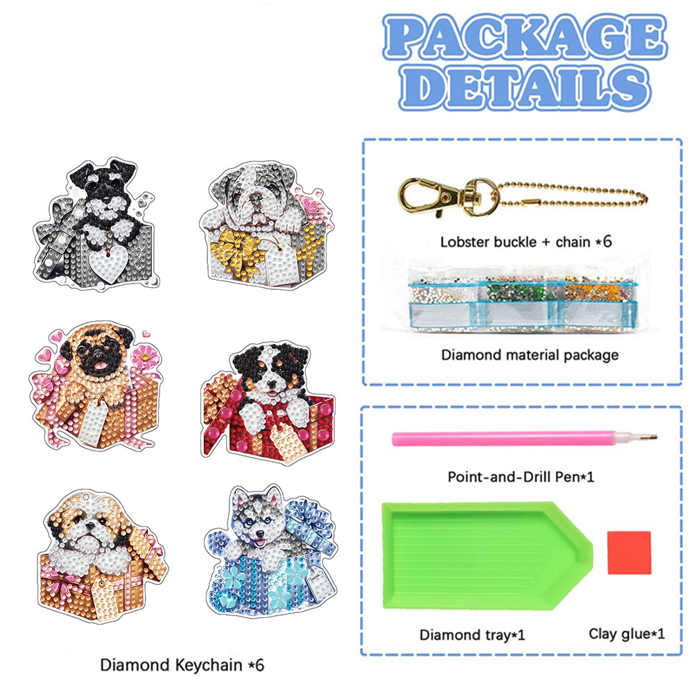 Double Sided Special Shape Animals Diamond Art Craft Keychain for Party Supplies