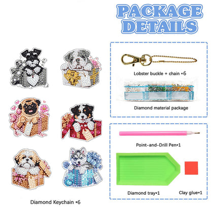 Double Sided Special Shape Animals Diamond Art Craft Keychain for Party Supplies