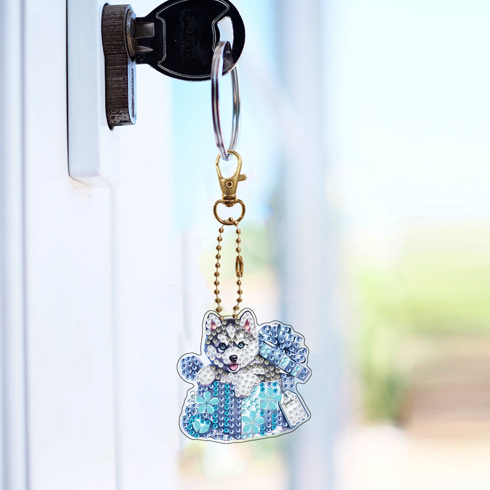 Double Sided Special Shape Animals Diamond Art Craft Keychain for Party Supplies