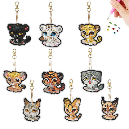 Double Sided Special Shape Animals Diamond Art Craft Keychain for Party Supplies