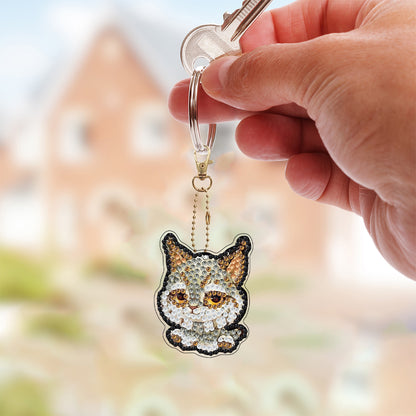 Double Sided Special Shape Animals Diamond Art Craft Keychain for Party Supplies