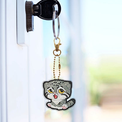 Double Sided Special Shape Animals Diamond Art Craft Keychain for Party Supplies