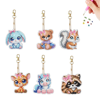 Double Sided Special Shape Animals Diamond Art Craft Keychain for Party Supplies