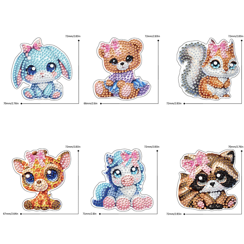 Double Sided Special Shape Animals Diamond Art Craft Keychain for Party Supplies