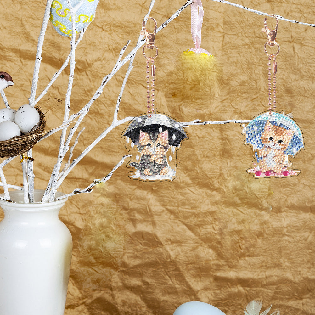 Double Sided Special Shape Animals Diamond Art Craft Keychain for Party Supplies