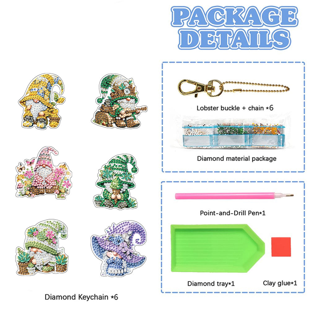 Double Sided Special Shape Animals Diamond Art Craft Keychain for Party Supplies