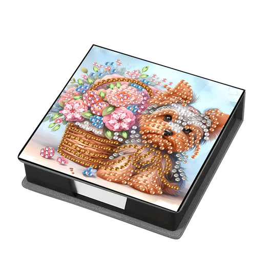 Leather Animals Diamond Painting Notecard Box Flowers Gem Art Sticky Note Holder