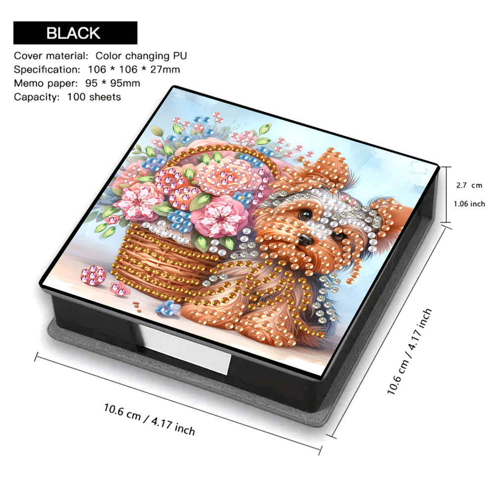 Leather Animals Diamond Painting Notecard Box Flowers Gem Art Sticky Note Holder