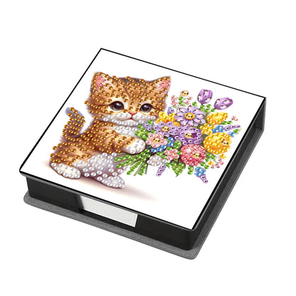 Leather Animals Diamond Painting Notecard Box Flowers Gem Art Sticky Note Holder