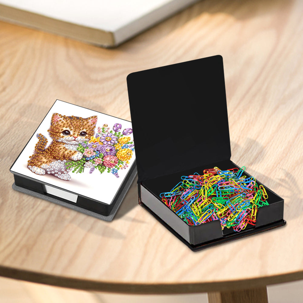 Leather Animals Diamond Painting Notecard Box Flowers Gem Art Sticky Note Holder