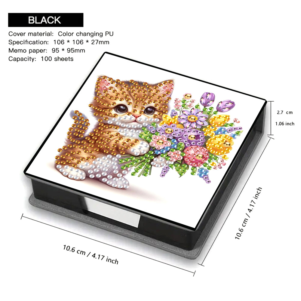 Leather Animals Diamond Painting Notecard Box Flowers Gem Art Sticky Note Holder