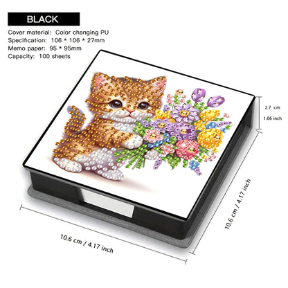 Leather Animals Diamond Painting Notecard Box Flowers Gem Art Sticky Note Holder