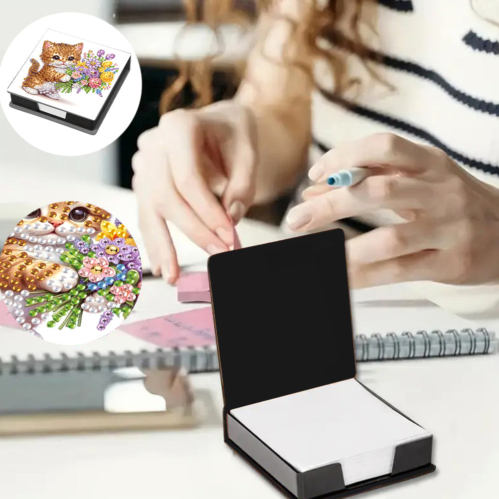 Leather Animals Diamond Painting Notecard Box Flowers Gem Art Sticky Note Holder