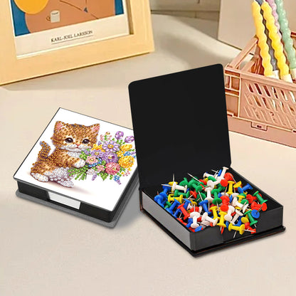 Leather Animals Diamond Painting Notecard Box Flowers Gem Art Sticky Note Holder