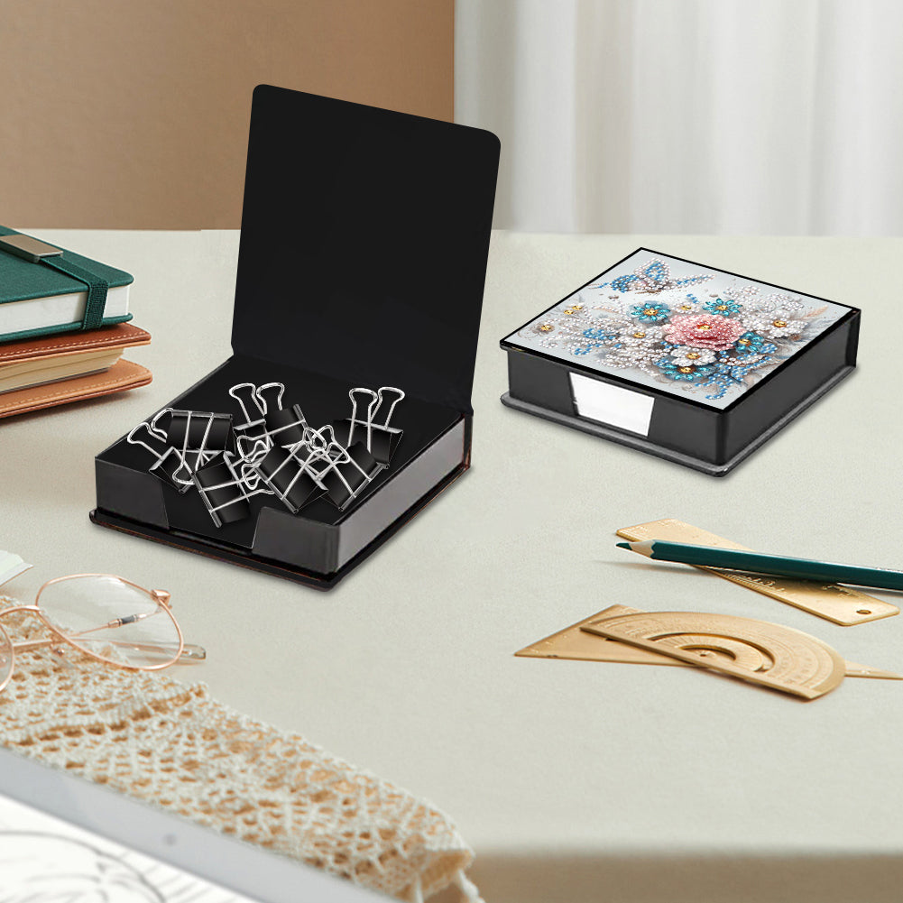 Leather Animals Diamond Painting Notecard Box Flowers Gem Art Sticky Note Holder