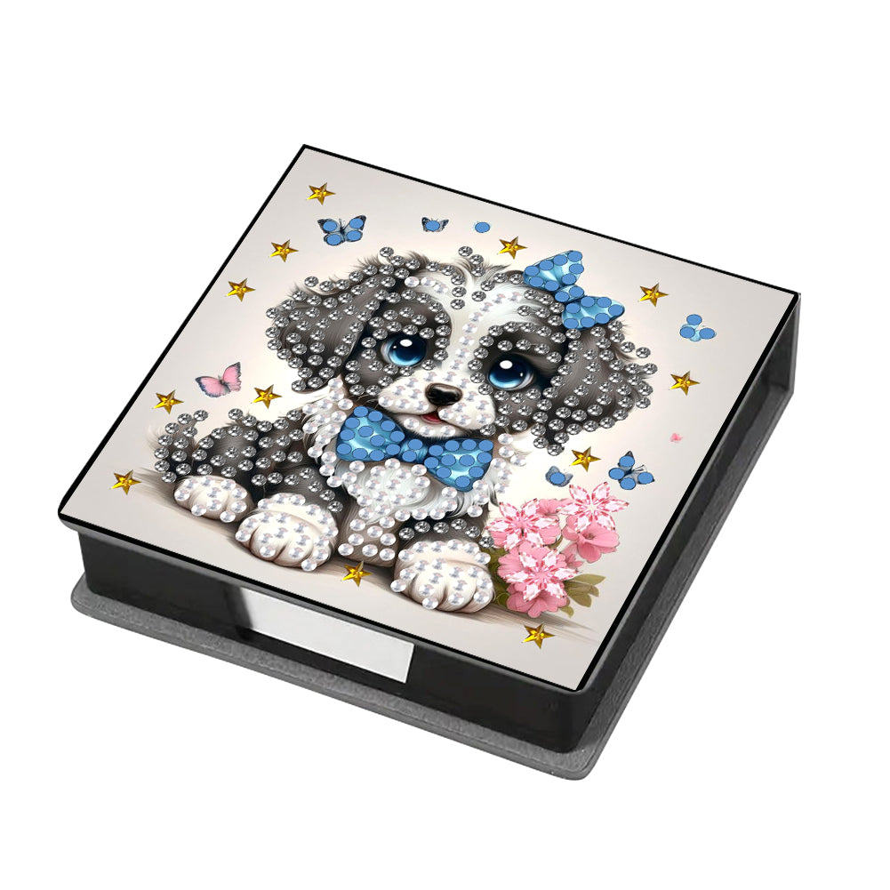 Leather Animals Diamond Painting Notecard Box Flowers Gem Art Sticky Note Holder