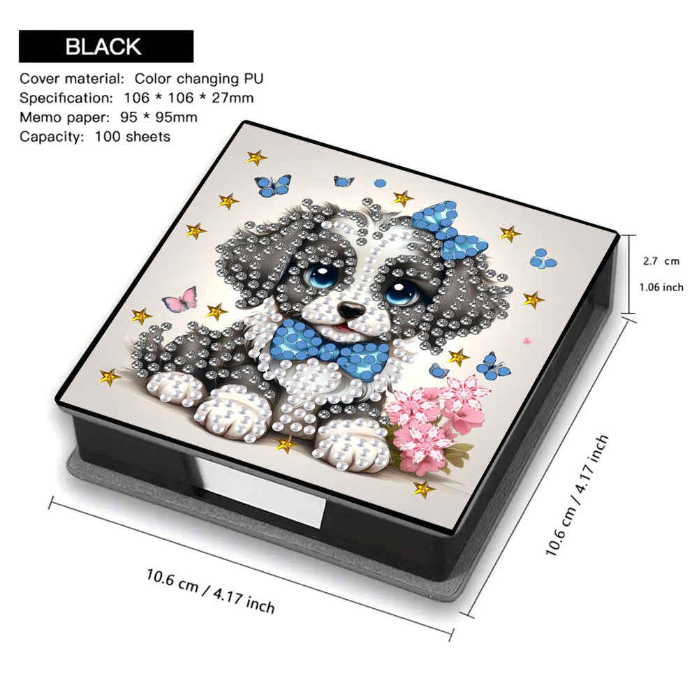 Leather Animals Diamond Painting Notecard Box Flowers Gem Art Sticky Note Holder