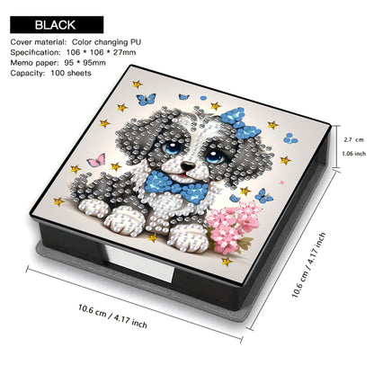 Leather Animals Diamond Painting Notecard Box Flowers Gem Art Sticky Note Holder