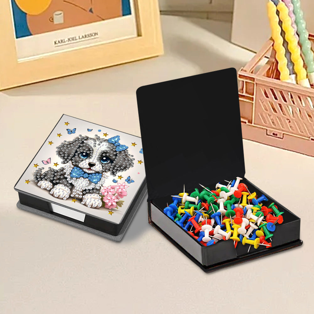 Leather Animals Diamond Painting Notecard Box Flowers Gem Art Sticky Note Holder