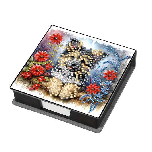 Leather Animals Diamond Painting Notecard Box Flowers Gem Art Sticky Note Holder