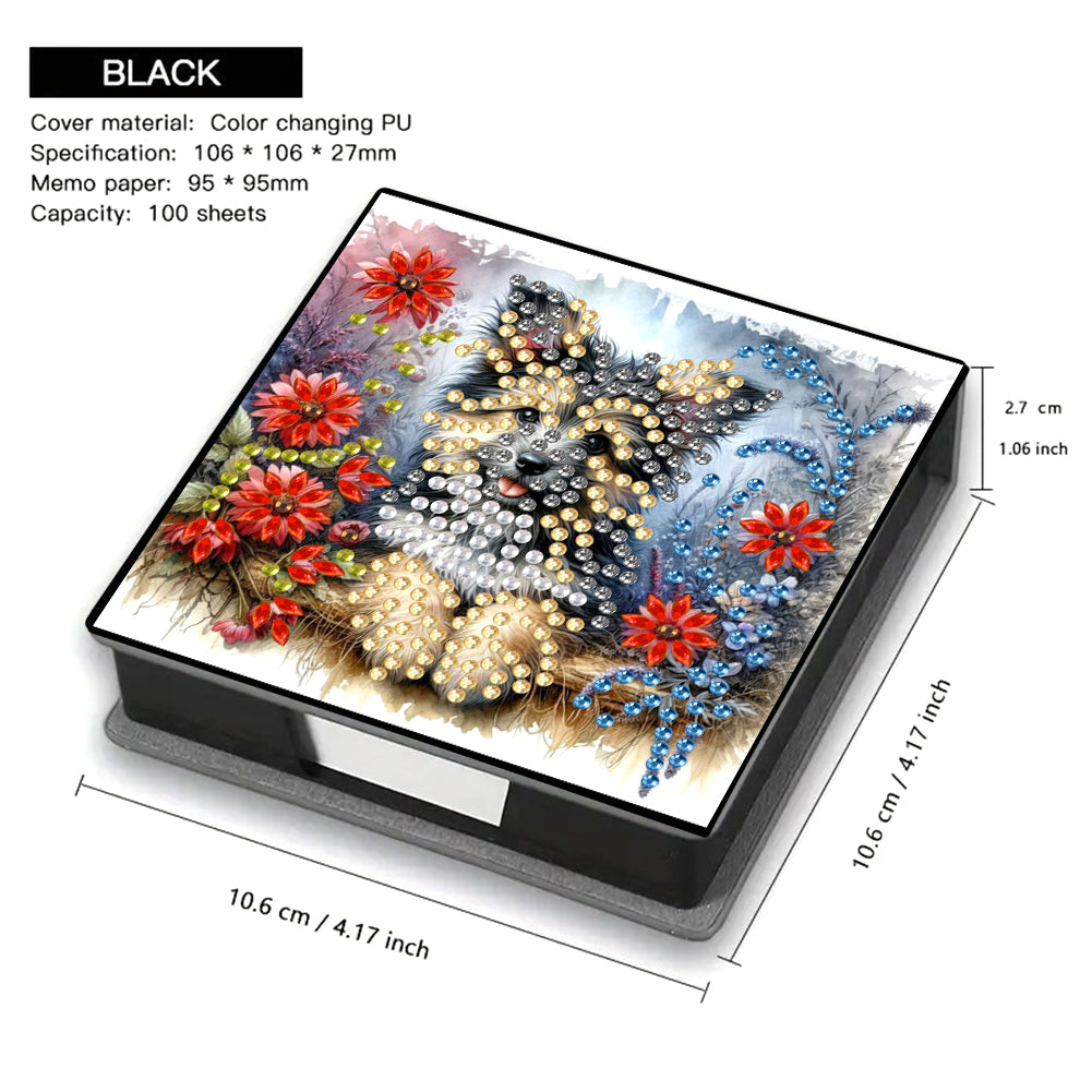 Leather Animals Diamond Painting Notecard Box Flowers Gem Art Sticky Note Holder