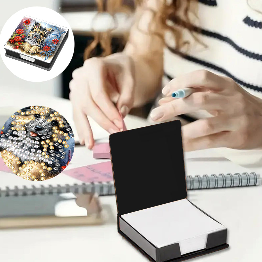 Leather Animals Diamond Painting Notecard Box Flowers Gem Art Sticky Note Holder
