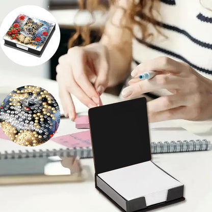 Leather Animals Diamond Painting Notecard Box Flowers Gem Art Sticky Note Holder