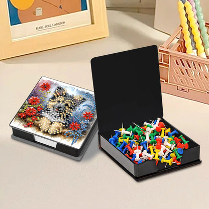Leather Animals Diamond Painting Notecard Box Flowers Gem Art Sticky Note Holder